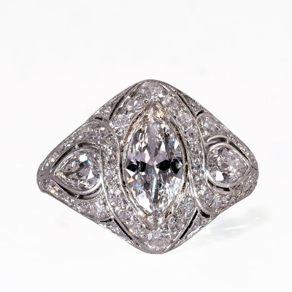 Front face view displaying full finger coverage of 1.90 ctw diamond shield mounting