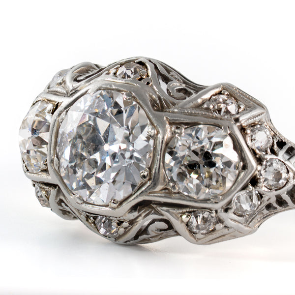 Macro image of Old European Cut diamonds showing visible culets, high crowns, and antique faceting