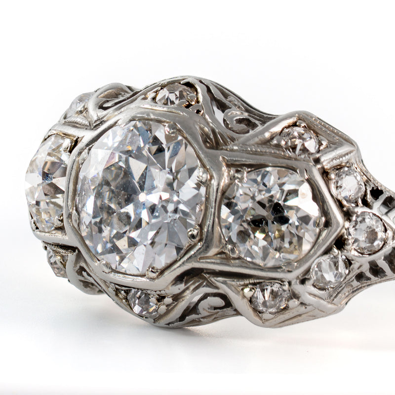 Macro image of Old European Cut diamonds showing visible culets, high crowns, and antique faceting