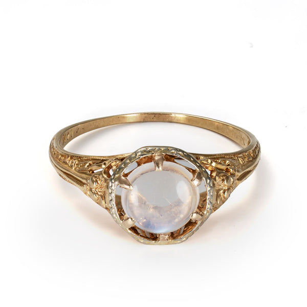 Raised mounting allowing light to enhance the moonstone's natural glow