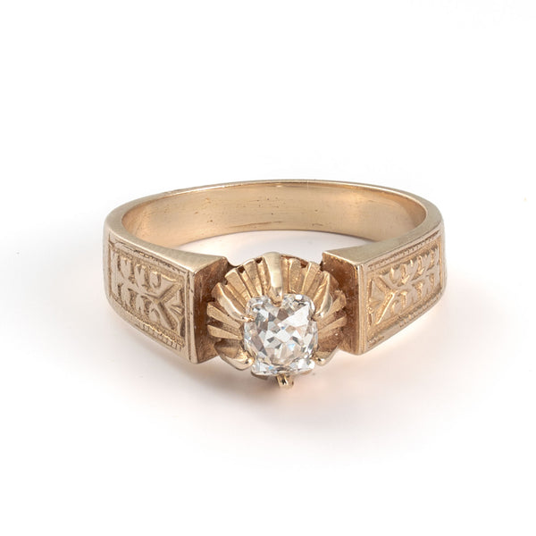 Old Mine Cut Diamond in Fluted ButterCup Seetting