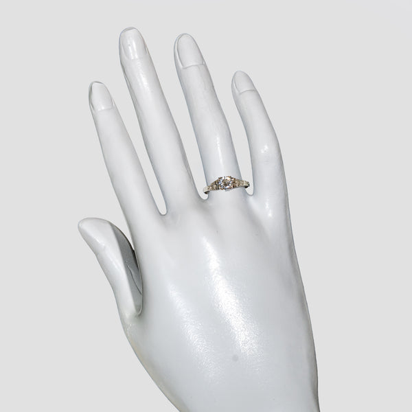 Hand Shot of Vintage CKO diamond and white gold ring