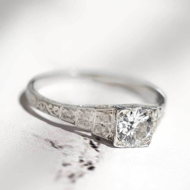 Antique Art Deco Cummins-Kremer CKO Old European Cut Diamond Solitaire | 18K White Gold