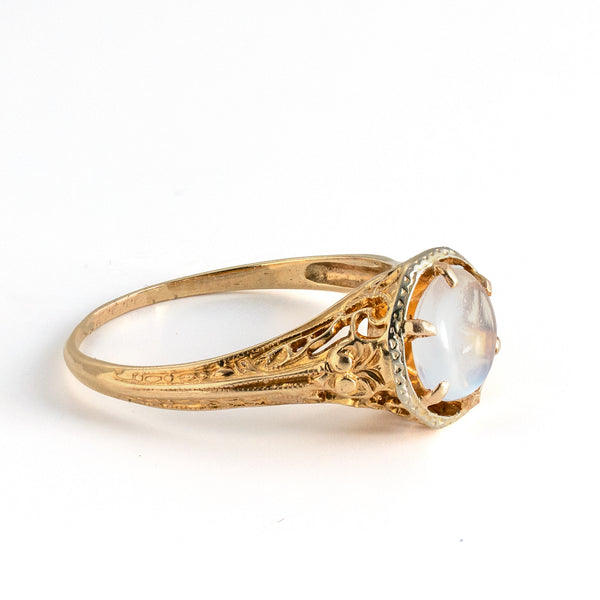 Late Edwardian/ Early Art Deco Ring Moonstone 14k