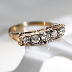 Late Edwardian / Early Art Deco 5 stone ring in 14k gold
