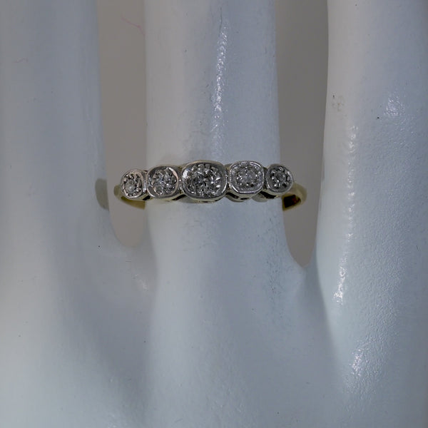 video of two tone 5 OEC stone Edwardian diamond band