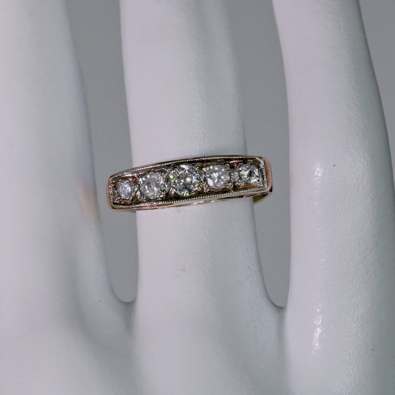 video of 5 stone antique ring on a hand